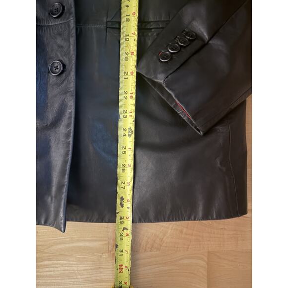 VTG Tommy Hilfiger Leather Blazer Jacket Black 12 - Picture 2 of 5